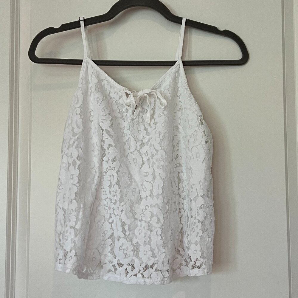 Hollister Lace Tank Top Cami with Adjustable Straps Lined White Size S